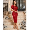 image:imageBeryLove Women Sequin Formal Cocktail Party Prom Bodycon Dresses  2026 Sparkly Ruffle Sleeves DressRed
