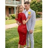 image:imageBeryLove Women Sequin Formal Cocktail Party Prom Bodycon Dresses  2026 Sparkly Ruffle Sleeves DressRed