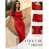 image:imageBeryLove Women Sequin Formal Cocktail Party Prom Bodycon Dresses  2026 Sparkly Ruffle Sleeves DressRed