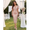 image:imageBeryLove Women Sequin Formal Cocktail Party Prom Bodycon Dresses  2026 Sparkly Ruffle Sleeves DressRose Gold