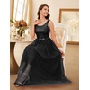 image:imageBeryLove Womens A Line Homecoming Sequin Maxi Formal Dress  Sleeveless Sequin Silhouette Shimmer Mesh Fabric Perfect for Wedding Cocktail and All Formal EventsLongblack