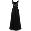image:imageBeryLove Womens A Line Homecoming Sequin Maxi Formal Dress  Sleeveless Sequin Silhouette Shimmer Mesh Fabric Perfect for Wedding Cocktail and All Formal EventsLongblack
