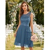 image:imageBeryLove Womens Boat Neck A Line Sleeveless Lace Formal Homecoming Dress  Short Dress With Ruffle Hem Sparkly Design Ideal For Wedding GuestBridesmaid Cocktail Prom amp Evening Party EventsGrey Blue Sequin