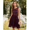 image:imageBeryLove Womens Boat Neck A Line Sleeveless Lace Formal Homecoming Dress  Short Dress With Ruffle Hem Sparkly Design Ideal For Wedding GuestBridesmaid Cocktail Prom amp Evening Party EventsBurgundy Sequin