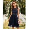 image:imageBeryLove Womens Boat Neck A Line Sleeveless Lace Formal Homecoming Dress  Short Dress With Ruffle Hem Sparkly Design Ideal For Wedding GuestBridesmaid Cocktail Prom amp Evening Party EventsNavy Sequin