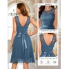 image:imageBeryLove Womens Boat Neck A Line Sleeveless Lace Formal Homecoming Dress  Short Dress With Ruffle Hem Sparkly Design Ideal For Wedding GuestBridesmaid Cocktail Prom amp Evening Party EventsGrey Blue Sequin