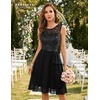 image:imageBeryLove Womens Boat Neck A Line Sleeveless Lace Formal Homecoming Dress  Short Dress With Ruffle Hem Sparkly Design Ideal For Wedding GuestBridesmaid Cocktail Prom amp Evening Party EventsBlack Sequin