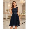 image:imageBeryLove Womens Boat Neck A Line Sleeveless Lace Formal Homecoming Dress  Short Dress With Ruffle Hem Sparkly Design Ideal For Wedding GuestBridesmaid Cocktail Prom amp Evening Party EventsNavy Sequin
