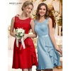 image:imageBeryLove Womens Boat Neck A Line Sleeveless Lace Formal Homecoming Dress  Short Dress With Ruffle Hem Sparkly Design Ideal For Wedding GuestBridesmaid Cocktail Prom amp Evening Party EventsRed