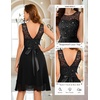 image:imageBeryLove Womens Boat Neck A Line Sleeveless Lace Formal Homecoming Dress  Short Dress With Ruffle Hem Sparkly Design Ideal For Wedding GuestBridesmaid Cocktail Prom amp Evening Party EventsBlack Sequin