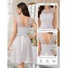 image:imageBeryLove Womens Boat Neck A Line Sleeveless Lace Formal Homecoming Dress  Short Dress With Ruffle Hem Sparkly Design Ideal For Wedding GuestBridesmaid Cocktail Prom amp Evening Party EventsWhite Sequin