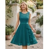 image:imageBeryLove Womens Boat Neck A Line Sleeveless Lace Formal Homecoming Dress  Short Dress With Ruffle Hem Sparkly Design Ideal For Wedding GuestBridesmaid Cocktail Prom amp Evening Party EventsPeacockgreen