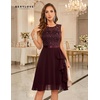 image:imageBeryLove Womens Boat Neck A Line Sleeveless Lace Formal Homecoming Dress  Short Dress With Ruffle Hem Sparkly Design Ideal For Wedding GuestBridesmaid Cocktail Prom amp Evening Party EventsBurgundy Sequin