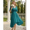 image:imageBeryLove Womens Elegant Formal Hoco Lace Chiffon HighLow Cocktail DressPeacock Green