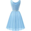 image:imageBeryLove Womens Sequin Homecoming Formal Teen Cocktail Prom Dress Short  Flowy Tulle Hem Mini Dress Sleeveless Boat Neck Playful V Back Satin Belt Perfect for Birthday Party amp BridesmaidTulle Sequin Lightblue