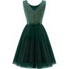 image:imageBeryLove Womens Sequin Homecoming Formal Teen Cocktail Prom Dress Short  Flowy Tulle Hem Mini Dress Sleeveless Boat Neck Playful V Back Satin Belt Perfect for Birthday Party amp BridesmaidTulle Sequin Darkgreen