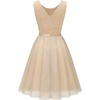 image:imageBeryLove Womens Sequin Homecoming Formal Teen Cocktail Prom Dress Short  Flowy Tulle Hem Mini Dress Sleeveless Boat Neck Playful V Back Satin Belt Perfect for Birthday Party amp BridesmaidTulle Sequin Champagne