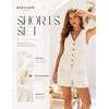 image:imageBeryLove Womens Summer 2 Piece Outfits Dressy Vest and Shorts Matching Sets  Sleeveless Button Down Linen Vest Silky Lining Elastic Waistband Features Functional Pockets Business Casual Vacation SetBeige