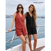 image:imageBeryLove Womens Summer 2 Piece Outfits Dressy Vest and Shorts Matching Sets  Sleeveless Button Down Linen Vest Silky Lining Elastic Waistband Features Functional Pockets Business Casual Vacation SetBrick Red