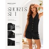image:imageBeryLove Womens Summer 2 Piece Outfits Dressy Vest and Shorts Matching Sets  Sleeveless Button Down Linen Vest Silky Lining Elastic Waistband Features Functional Pockets Business Casual Vacation SetBlack