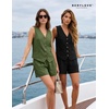 image:imageBeryLove Womens Summer 2 Piece Outfits Dressy Vest and Shorts Matching Sets  Sleeveless Button Down Linen Vest Silky Lining Elastic Waistband Features Functional Pockets Business Casual Vacation SetArmy Green