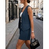 image:imageBeryLove Womens Summer 2 Piece Outfits Dressy Vest and Shorts Matching Sets  Sleeveless Button Down Linen Vest Silky Lining Elastic Waistband Features Functional Pockets Business Casual Vacation SetNavy