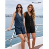 image:imageBeryLove Womens Summer 2 Piece Outfits Dressy Vest and Shorts Matching Sets  Sleeveless Button Down Linen Vest Silky Lining Elastic Waistband Features Functional Pockets Business Casual Vacation SetNavy