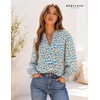 image:imageWomens V Neck Chiffon Blouse Puff Long Sleeve Floral Print Casual Tops  Discover beautiful blouses for women featuring lightweight breathable fabric and a relaxed comfortable fitBlue White