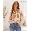 image:imageWomens V Neck Chiffon Blouse Puff Long Sleeve Floral Print Casual Tops  Discover beautiful blouses for women featuring lightweight breathable fabric and a relaxed comfortable fitBrown