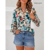 image:imageWomens V Neck Chiffon Blouse Puff Long Sleeve Floral Print Casual Tops  Discover beautiful blouses for women featuring lightweight breathable fabric and a relaxed comfortable fitGreen Blue