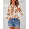 image:imageWomens V Neck Chiffon Blouse Puff Long Sleeve Floral Print Casual Tops  Discover beautiful blouses for women featuring lightweight breathable fabric and a relaxed comfortable fitBrown
