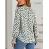 image:imageWomens V Neck Chiffon Blouse Puff Long Sleeve Floral Print Casual Tops  Discover beautiful blouses for women featuring lightweight breathable fabric and a relaxed comfortable fitBlue White