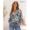 image:imageWomens V Neck Chiffon Blouse Puff Long Sleeve Floral Print Casual Tops  Discover beautiful blouses for women featuring lightweight breathable fabric and a relaxed comfortable fitGreen Blue