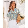 image:imageWomens V Neck Chiffon Blouse Puff Long Sleeve Floral Print Casual Tops  Discover beautiful blouses for women featuring lightweight breathable fabric and a relaxed comfortable fitBlue White