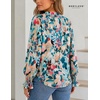 image:imageWomens V Neck Chiffon Blouse Puff Long Sleeve Floral Print Casual Tops  Discover beautiful blouses for women featuring lightweight breathable fabric and a relaxed comfortable fitGreen Blue