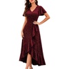 image:imageBeryLove Long Sequin Formal Vneck Wedding Guest Short Sleeve Cocktail Dress  Sparkly Glitter Flutter Sleeve Ruffle Evening Elegant Homecoming Holiday Birthday Night Out Gala Event GownBurgundy