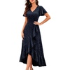 image:imageBeryLove Long Sequin Formal Vneck Wedding Guest Short Sleeve Cocktail Dress  Sparkly Glitter Flutter Sleeve Ruffle Evening Elegant Homecoming Holiday Birthday Night Out Gala Event GownDarkblue