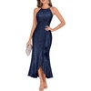 image:imageBeryLove Sequin Formal Cocktail Wedding Guest Long Ruffle Halter Dresses  2026 Spaghetti Strap Slit Evening Prom DressNavy