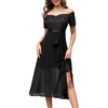 image:imageBeryLove Sequin Formal Wedding Guest Prom Party Dress Off Shoulder Cocktail Sparkly Midi Evening DressBlack