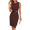 image:imageBeryLove Short Cocktail Wrap Wedding Guest Sleeveless Formal Business Dress  Womens Short Cocktail Wedding Guest Gown Wrap Bodycon Sleeveless Formal Casual Business DressBrown