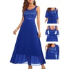 image:imageBeryLove Women Sequin Formal Cocktail Evening Long Wedding Mother Dress  2 Piece Set with Sparkly Lace Dress and Chiffon Shawl Sleeveless V Neck A Line Maxi Gown for Prom Party Bridesmaid EventsRoyalblue