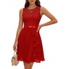 image:imageBeryLove Womens Boat Neck A Line Sleeveless Lace Formal Homecoming Dress  Short Dress With Ruffle Hem Sparkly Design Ideal For Wedding GuestBridesmaid Cocktail Prom amp Evening Party EventsRed