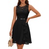 image:imageBeryLove Womens Boat Neck A Line Sleeveless Lace Formal Homecoming Dress  Short Dress With Ruffle Hem Sparkly Design Ideal For Wedding GuestBridesmaid Cocktail Prom amp Evening Party EventsBlack
