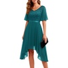 image:imageBeryLove Womens Elegant Formal Hoco Lace Chiffon HighLow Cocktail DressPeacock Green