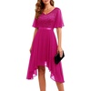 image:imageBeryLove Womens Elegant Formal Hoco Lace Chiffon HighLow Cocktail DressRose