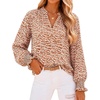 image:imageWomens V Neck Chiffon Blouse Puff Long Sleeve Floral Print Casual Tops  Discover beautiful blouses for women featuring lightweight breathable fabric and a relaxed comfortable fitOrange