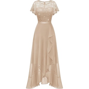 image:imageBeryLove Formal Long Dresses for Women Wedding Guest Cocktail Bridesmaid  Airy Lace amp Chiffon Evening Gown Flutter Sleeve Ideal for Mother of the Bride Prom Homecoming Party amp SemiFormal EventsChampagne Sequin