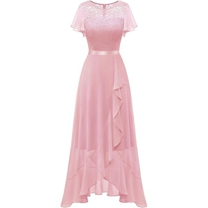 image:imageBeryLove Formal Long Dresses for Women Wedding Guest Cocktail Bridesmaid  Airy Lace amp Chiffon Evening Gown Flutter Sleeve Ideal for Mother of the Bride Prom Homecoming Party amp SemiFormal EventsPink