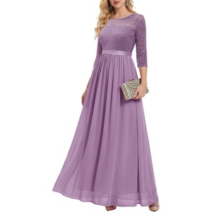 image:imageBeryLove Women Long Sleeve Formal Wedding Guest Mother of the Bride Dress  Lace amp Chiffon Fabric Elegant Modest Maxi Gown Ideal for Prom Bridesmaid Cocktail Party Evening GalaPurple