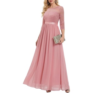 image:imageBeryLove Women Long Sleeve Formal Wedding Guest Mother of the Bride Dress  Lace amp Chiffon Fabric Elegant Modest Maxi Gown Ideal for Prom Bridesmaid Cocktail Party Evening GalaBlush